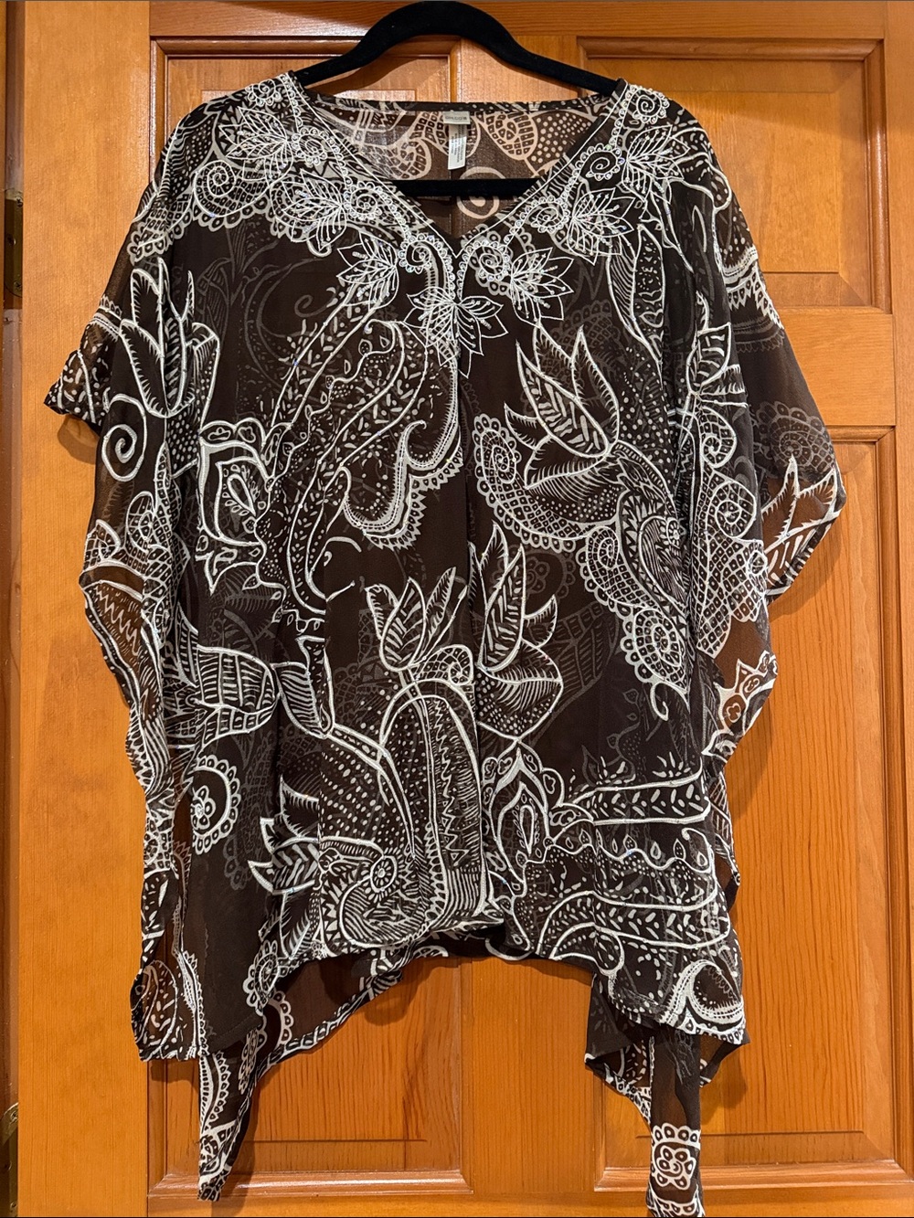 Chico's Black and White Paisley Sheer Tunic